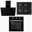 Luxell Built-In Kitchen Appliances Luxell 60cm Kehribar Glass 3-Piece Built-In Kitchen Set with 4-Burner Hob, 650m³/h Hood & Convection Oven - LXSET-60-KG-M