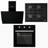 Luxell Built-In Kitchen Appliances Luxell 60cm Kehribar Glass 3-Piece Built-In Kitchen Set with 4-Burner Hob, 650m³/h Hood & Convection Oven - LXSET-60-KG-M