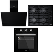 Luxell Built-In Kitchen Appliances Luxell 60cm Kehribar Glass 3-Piece Built-In Kitchen Set with 4-Burner Hob, 650m³/h Hood & Convection Oven - LXSET-60-KG-M
