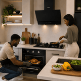 Luxell Built-In Kitchen Appliances Luxell 60cm Kehribar Glass 3-Piece Built-In Kitchen Set with 4-Burner Hob, 650m³/h Hood & Convection Oven - LXSET-60-KG-M
