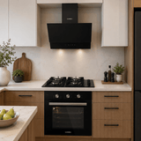 Luxell Built-In Kitchen Appliances Luxell 60cm Kehribar Glass 3-Piece Built-In Kitchen Set with 4-Burner Hob, 650m³/h Hood & Convection Oven - LXSET-60-KG-M
