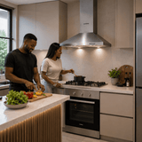Luxell Built-In Kitchen Appliances Luxell 60cm Stainless Steel 3-Piece Built-In Kitchen Set with 4-Burner Hob, Pyramid Hood & 57L Turbo Oven - LXSET-60-SS-M