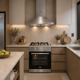 Luxell Built-In Kitchen Appliances Luxell 60cm Stainless Steel 3-Piece Built-In Kitchen Set with 4-Burner Hob, Pyramid Hood & 57L Turbo Oven - LXSET-60-SS-M
