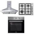 Luxell Built-In Kitchen Appliances Luxell 60cm Stainless Steel 3-Piece Built-In Kitchen Set with 4-Burner Hob, Pyramid Hood & 57L Turbo Oven - LXSET-60-SS-M