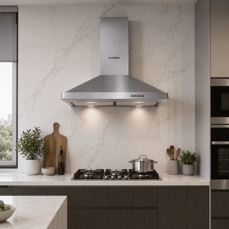 Luxell Wall-mounted angled cooker hood Luxell 60cm Stainless Steel Pyramid Cooker Hood with 450m³/h Extraction - DP6-X