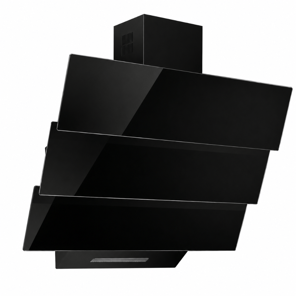 Luxell Wall-mounted angled cooker hood Luxell 60cm Triple Black Glass Cooker Hood with 650m³/h Extraction & Touch Control - DA6-855