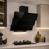 Luxell Wall-mounted angled cooker hood Luxell 60cm Triple Black Glass Cooker Hood with 650m³/h Extraction & Touch Control - DA6-855
