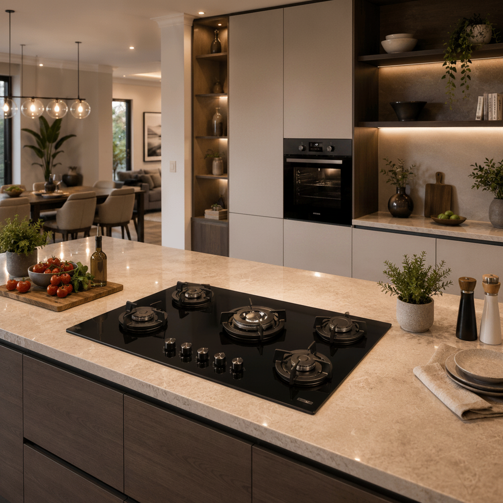 Luxell Built-In Hobs Luxell 90cm 5-Burner Black Glass Built-In Gas Hob with Auto Ignition - C9-50BTF