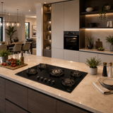 Luxell Built-In Hobs Luxell 90cm 5-Burner Black Glass Built-In Gas Hob with Auto Ignition - C9-50BTF
