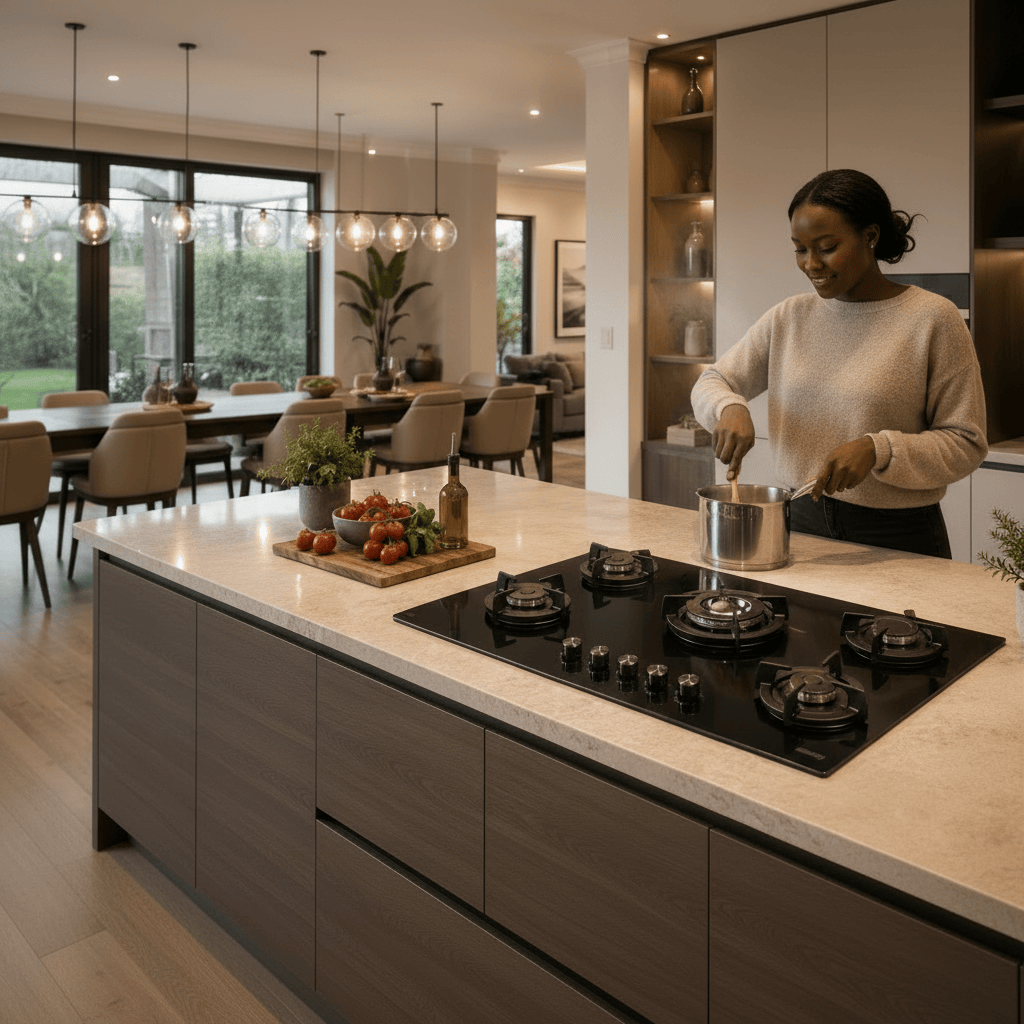 Luxell Built-In Hobs Luxell 90cm 5-Burner Black Glass Built-In Gas Hob with Auto Ignition - C9-50BTF