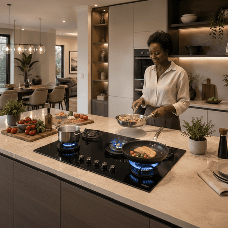 Luxell Built-In Hobs Luxell 90cm 5-Burner Black Glass Built-In Gas Hob with Auto Ignition - C9-50BTF