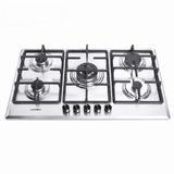 Luxell Built-In Hobs Luxell 90cm 5-Burner Stainless Steel Gas Hob with Wok Support - M9-50BTF