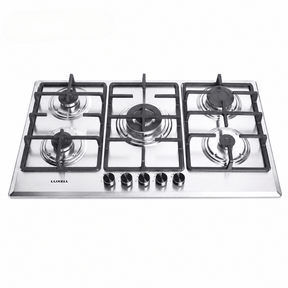 Luxell Built-In Hobs Luxell 90cm 5-Burner Stainless Steel Gas Hob with Wok Support - M9-50BTF