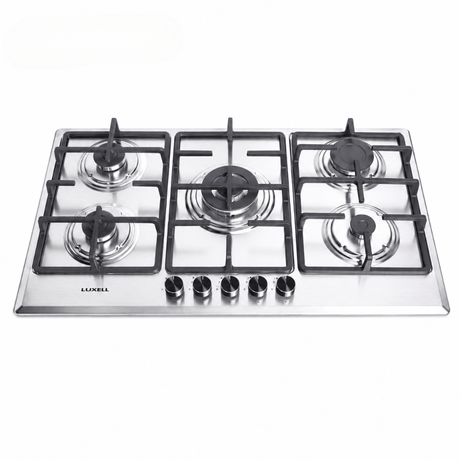 Luxell Built-In Hobs Luxell 90cm 5-Burner Stainless Steel Gas Hob with Wok Support - M9-50BTF