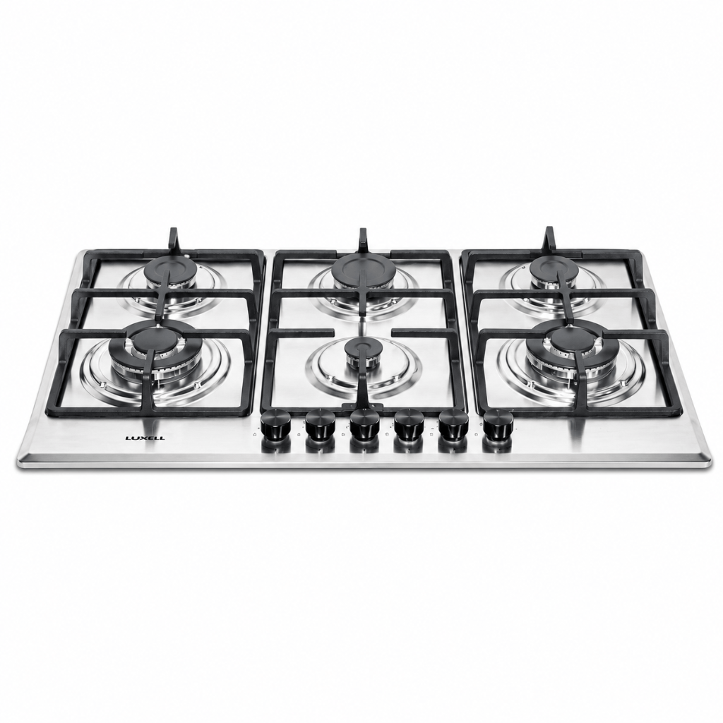 Luxell Built-In Hobs Luxell 90cm 6-Burner Stainless Steel Built-In Gas Hob with Auto Ignition - M9-60BXF
