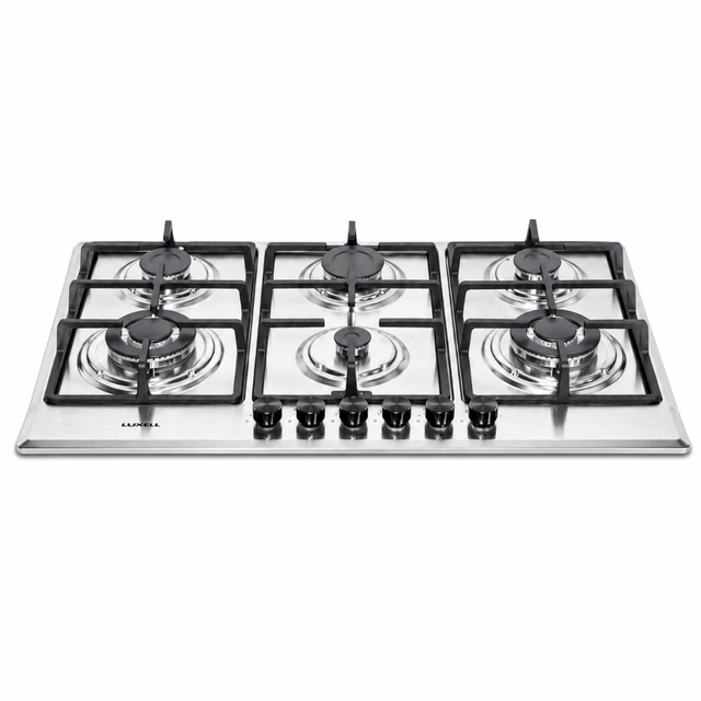 Luxell Built-In Hobs Luxell 90cm 6-Burner Stainless Steel Built-In Gas Hob with Auto Ignition - M9-60BXF