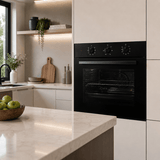 Luxell Built-In Kitchen Appliances Luxell 90cm Black Glass 3-Piece Built-In Kitchen Set with 5-Burner Hob, 650m³/h Hood & 105L Double-Fan Oven - LXSET-90-90M