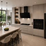 Luxell Built-In Kitchen Appliances Luxell 90cm Black Glass 3-Piece Built-In Kitchen Set with 5-Burner Hob, 650m³/h Hood & 105L Double-Fan Oven - LXSET-90-90M