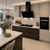 Luxell Built-In Kitchen Appliances Luxell 90cm Black Glass 3-Piece Built-In Kitchen Set with 5-Burner Hob, 650m³/h Hood & 57L Digital Turbo Oven - LXSET-90-60D