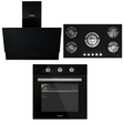 Luxell Built-In Kitchen Appliances Luxell 90cm Black Glass 3-Piece Built-In Kitchen Set with 5-Burner Hob, 650m³/h Hood & 60cm Convection Oven - LXSET-90-60M