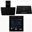 Luxell Luxell 90cm Black Glass 3-Piece Built-In Kitchen Set with 5-Burner Hob, 650m³/h Hood & 88L Digital Turbo Oven - LXSET-90-88D