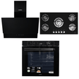 Luxell Built-In Kitchen Appliances Luxell 90cm Black Glass 3-Piece Built-In Kitchen Set with 5-Burner Hob, 650m³/h Hood & 88L Digital Turbo Oven - LXSET-90-88D