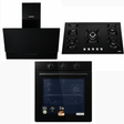 Luxell Built-In Kitchen Appliances Luxell 90cm Black Glass 3-Piece Built-In Kitchen Set with 5-Burner Hob, 650m³/h Hood & 88L Turbo Oven - LXSET-90-88M