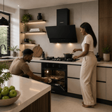 Luxell Built-In Kitchen Appliances Luxell 90cm Black Glass 3-Piece Built-In Kitchen Set with 5-Burner Hob, 650m³/h Hood & 88L Turbo Oven - LXSET-90-88M