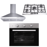 Luxell Built-In Kitchen Appliances Luxell 90cm Stainless Steel 3-Piece Built-In Kitchen Set with 105L Double-Fan Oven & 5- or 6-Burner Hob - LXSET-90-SS
