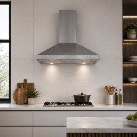 Luxell Wall-mounted angled cooker hood Luxell 90cm Stainless Steel Pyramid Cooker Hood with 450m³/h Extraction - DP6-X-90