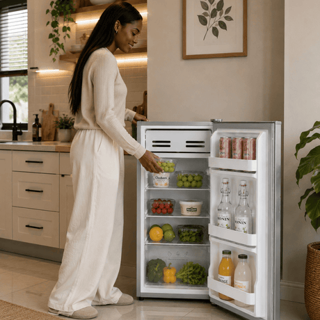 Luxell Refrigerators & Freezers Luxell 94L Compact Single-Door Refrigerator with LED Light, Inox Finish - LXMB-110SL