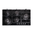 Luxell Built-In Hobs Luxell Hex 90cm 5-Burner Black Glass Gas Hob with Cast Iron Supports - C9-50WF