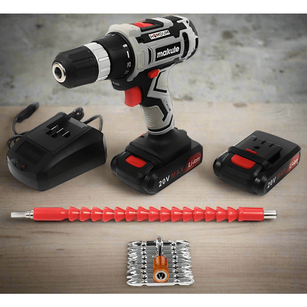 Makute Drill Makute Lithium-Ion Cordless Drill with Two 20V Batteries & Charger - CD017