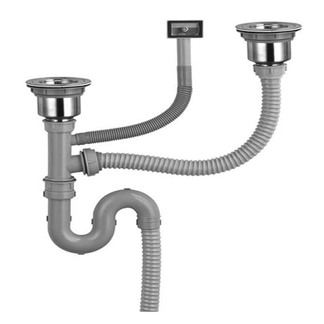 MaxTen Kitchen Sink Drain Kit for Double Kitchen Sink with Sink Strainer Drain Hose - D002