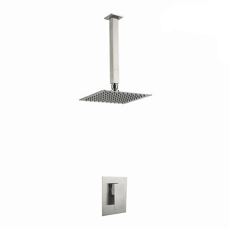 MaxTen Shower Set MaxTen Brushed Steel Ceiling Mounted Square Single Function Concealed Rain Shower Set - ST80-102