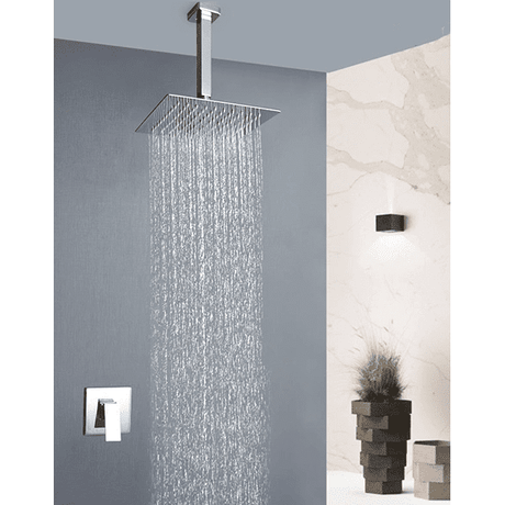 MaxTen Shower Set Maxten Chrome Ceiling Mounted Square Single Function Concealed Rain Shower Set - B-9002
