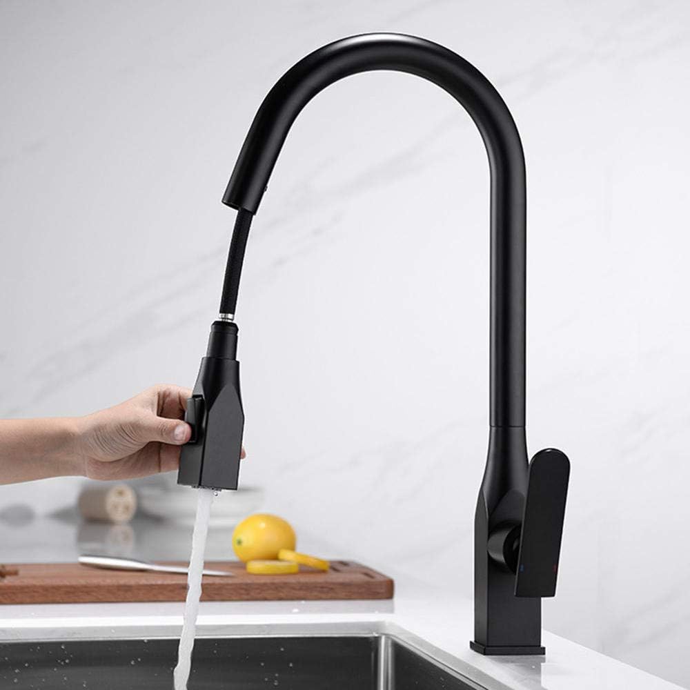 MaxTen Kitchen Tap MaxTen Stainless Black Pull Out Sprayer Kitchen Sink Faucet Tap - P02003B