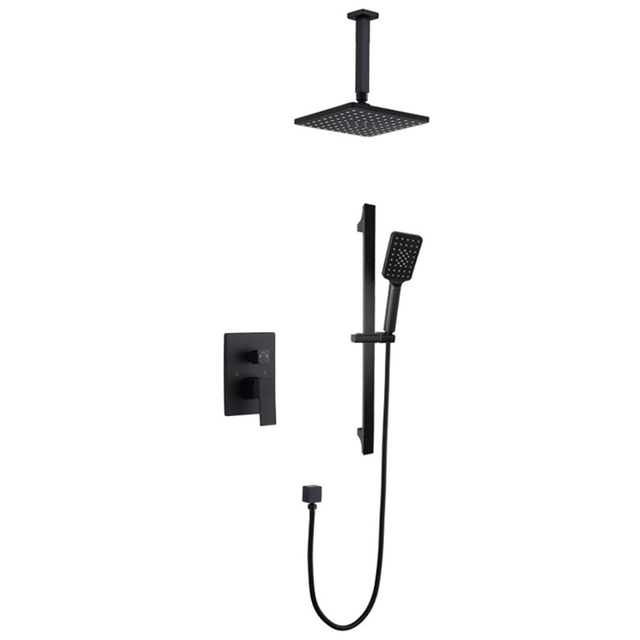 MaxTen Shower Set MaxTen Stainless Steel Matte Black Concealed Two- Function Square Rain Shower Set - H01009B-1