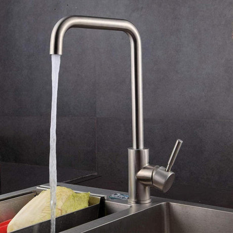 MaxTen Kitchen Tap MaxTen Stainless Steel Satin Nickel Kitchen Sink Faucet Tap - P02007BN