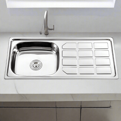 MaxTen Kitchen Sink MaxTen Stainless Steel Single Bowl Kitchen Sink with Drainboard - S9643C