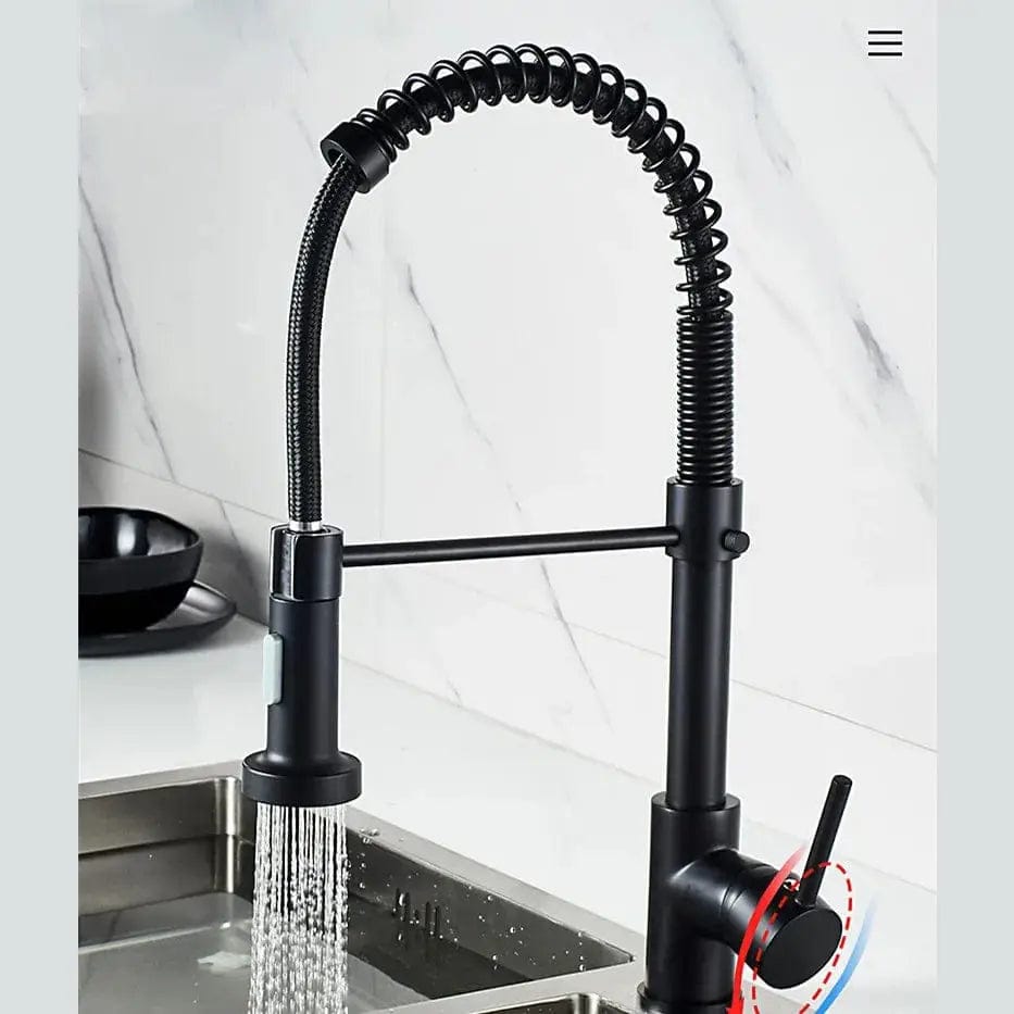 MaxTen Kitchen Tap MaxTen Stainless Steel Spring Pull Out Sprayer Kitchen Sink Faucet Tap - SKP30-523 & SKP30-523BL