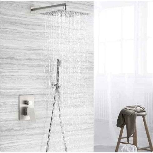 MaxTen Shower Set MaxTen Stainless Steel Wall Mounted Two- Function Square Rain Shower Set - P05014BN