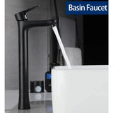 MaxTen Bathroom Faucet MaxTen Tall Bathroom Stainless Steel Hot & Cold Basin Faucet Mixer - S20-111H & S20-111HBL