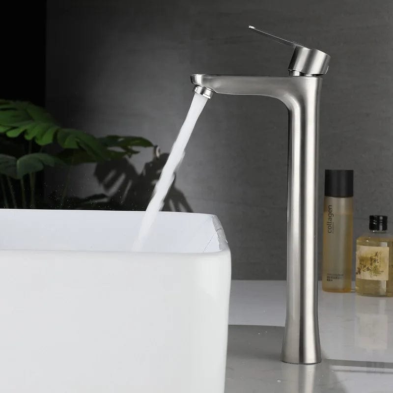 MaxTen Bathroom Faucet MaxTen Tall Bathroom Stainless Steel Hot & Cold Basin Faucet Mixer - S20-111H & S20-111HBL