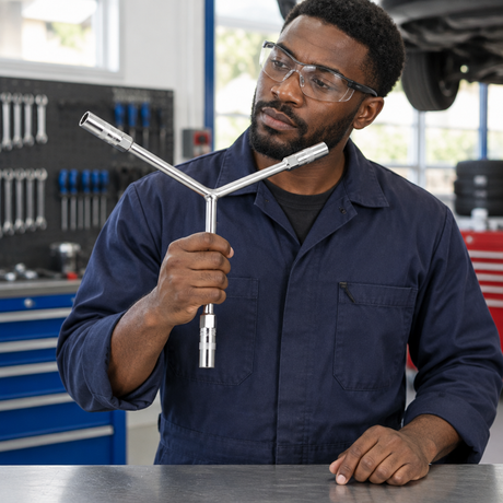 Mechanic holding and inspecting the Coofix Y-type socket wrench