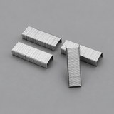 Metal staple strips on grey