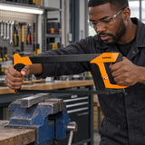 Metalworker using the Coofix steel-pipe hacksaw