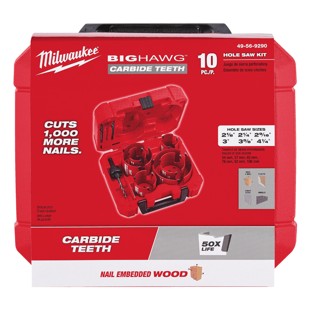 Milwaukee Drill Bits Milwaukee 10 Pieces Holesaw TCT Big Hawg Set - 4932464939