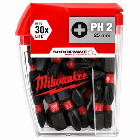 Milwaukee Screwdriver Bits Milwaukee 25 Pieces Shockwave Impact Duty Screwdriver Bit Set PH2 25MM - 4932430853