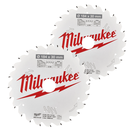 Milwaukee Grinding & Cutting Wheels Milwaukee Circular Saw Blade Twin Pack 190X24T/48T - 4932479574